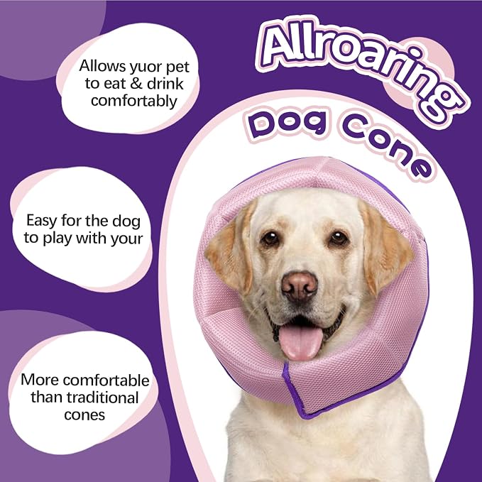 Dog Cone for Large Dogs After Surgery, Soft Dog Cone Collar for Dogs to Stop Licking, Adjustable Comfy E-Collar Alternative Lightweight Post-Surgery Recovery Elizabethan Collar for Pet