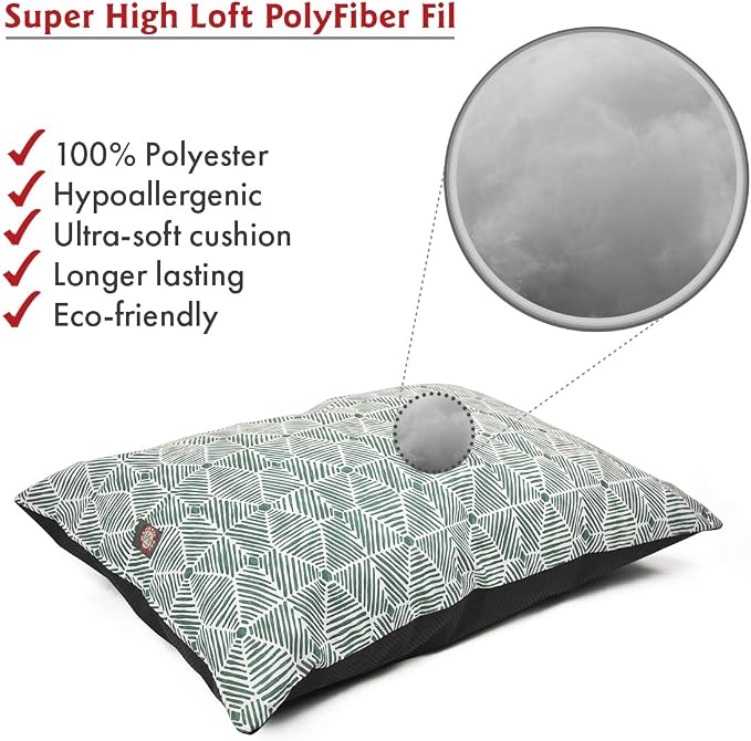Majestic Pet Rectangle Large Dog Bed Washable – Non Slip Comfy Pet Bed – Dog Crate Bed Super Value Pillow Dog Bed – Dog Kennel Bed for Sleeping - Dog Bed Large Breed 46 x 35 Inch – Charlie Emerald