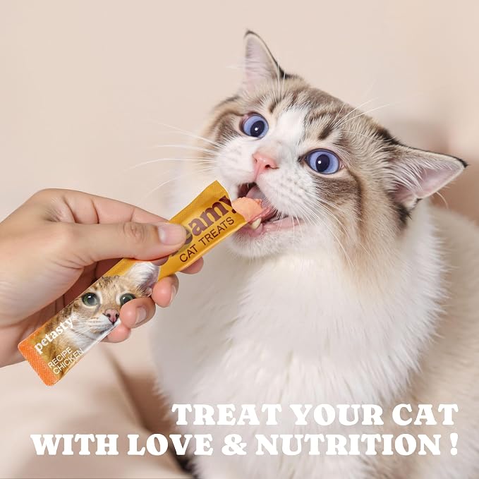 Lickable Cat Treats, High Moisture Hydrating Creamy Puree Squeeze Tubes, Tuna Flavor, 20 Tubes 0.5oz, Grain-Free, Omega Oils & Vitamin E, Skin & Coat Health, Digestive and Immune Support