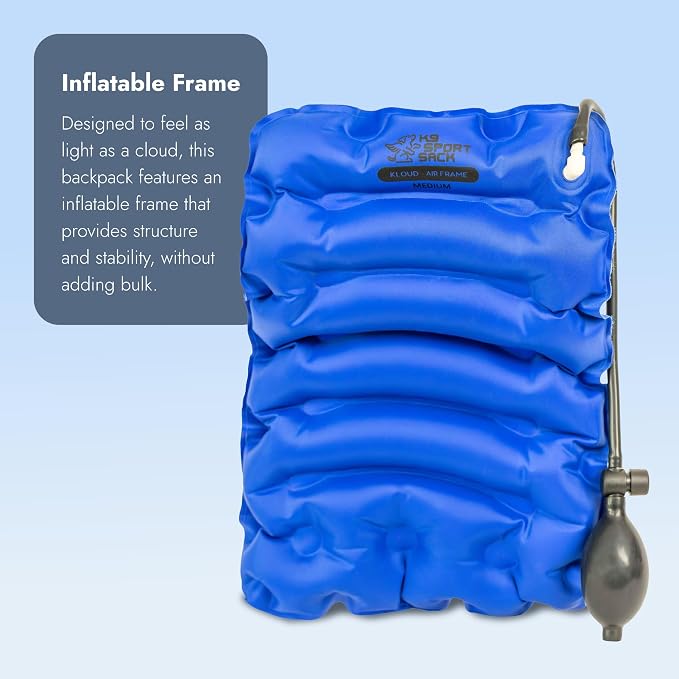 K9 Sport Sack Kloud - Extra Small, Blue - Ideal for Dogs with 9-12” Back Length - Ultra-Light Mesh Backpack Carrier with Inflatable Frame