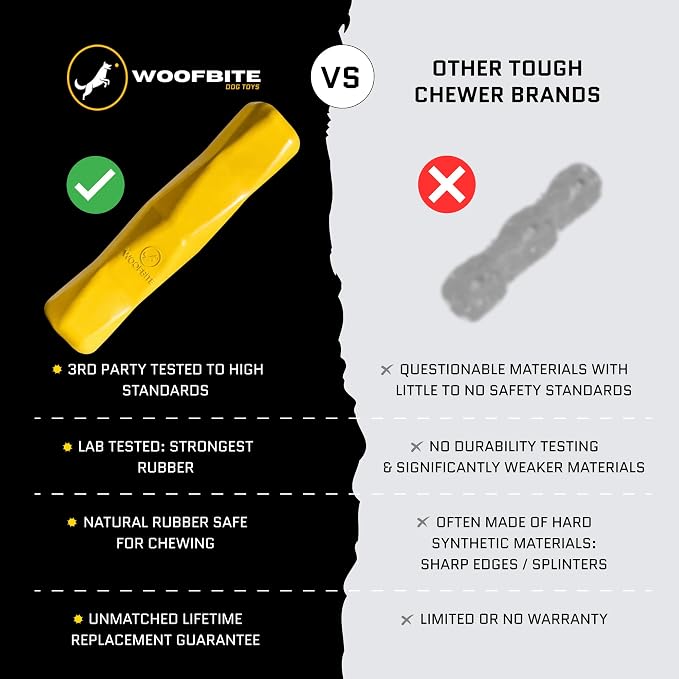 Giant XL Virtually Indestructible Dog Stick - Lifetime Guaranteed - Tough, Durable Toy for Aggressive Chewers - Safe Non-Toxic Natural Rubber - Chew & Tug - Large - 12"x2.5", Heavy 2.25lbs