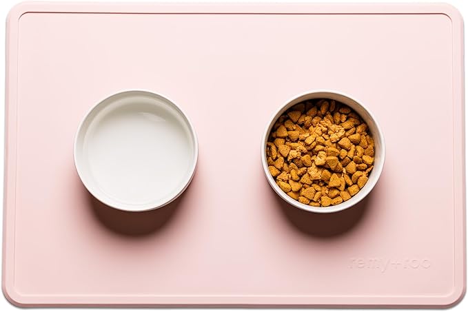 Remy+Roo Peony Silicone Dog Food Mat for Pet Bowl | 23.6" x 15.7" | 100% Waterproof | Non-Slip | Dishwasher Safe
