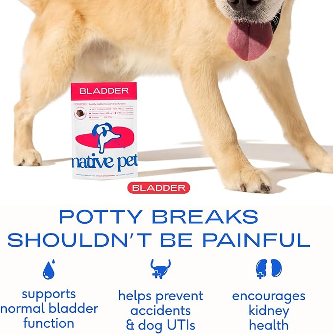 Native Pet Dog UTI Treatment - Cranberry Supplement for Dogs - Supports Normal Bladder Function, Urinary Tract & Kidney Health - Real Cranberry Extract, D-Mannose & Probiotics - Air-Dried - 30 Chews