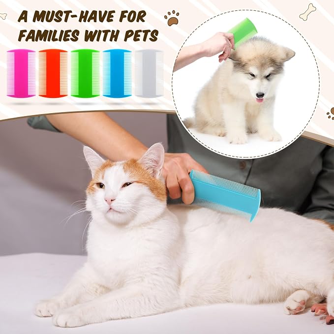 Hushee 200 Pcs Flea Comb Bulk for Cats Dog Double Sided Tooth Cat Pet Lice and Tick Comb for Small Cats Dogs Kitten Indoor
