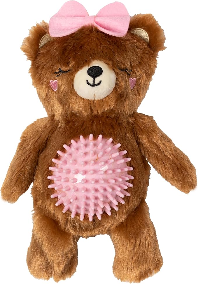 Fringe Studio Plush Squeaky Dog Toy with Spiky TPR Ball, BE My Cuddle Buddy?, Petshop Collection (314670)