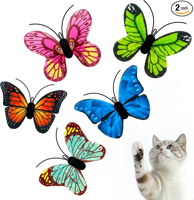 Catnip Toys for Indoor Cats, 5 Pack Butterfly Catnip Toys with Crinkle, Cat Toys for Indoor Cats & Kitten & Kitty