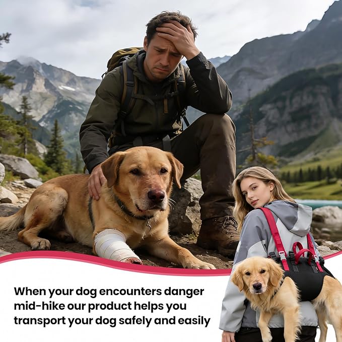 Wakytu Dog Emergency Rescue Sling - Lightweight Packable Lift Harness with Handle - Safe Transport for Small Medium Dogs - Ideal for Hiking Skiing（22-33lbs）