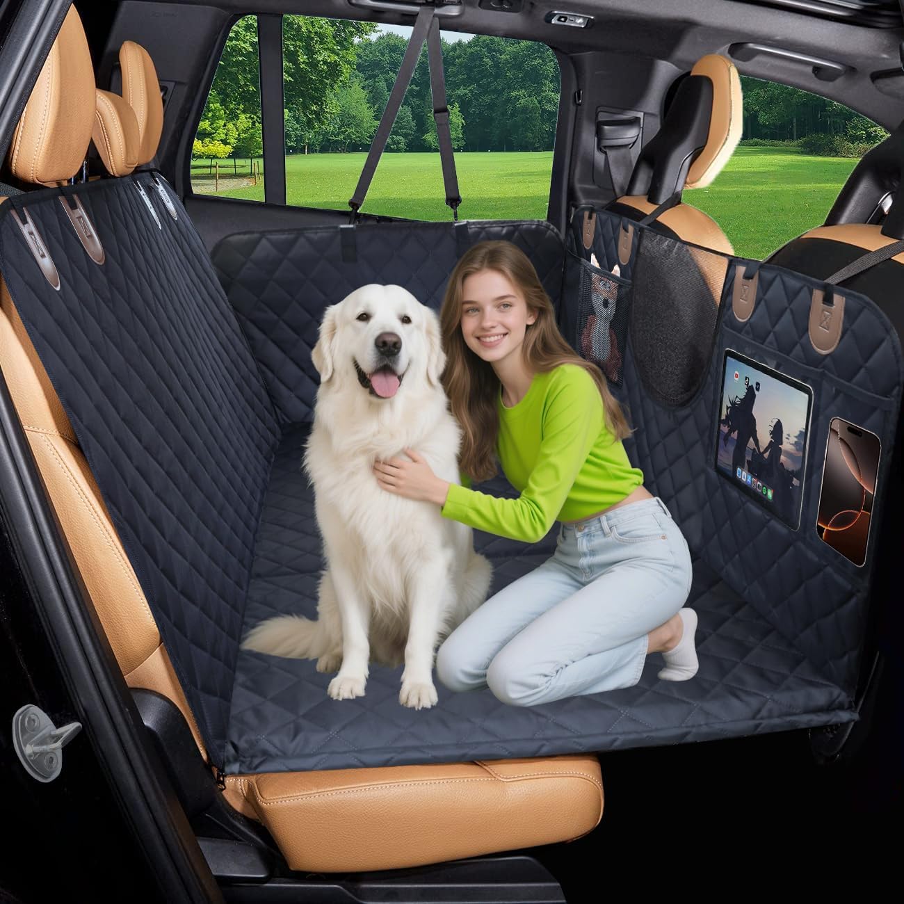 Paw Jamboree Dog Car Seat Cover for Back Seat Extender Pet Cover for Dogs Hammock for Hard Bottom Car Backseat Cover for Dogs in Car