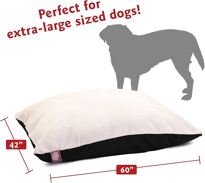 Majestic Pet Rectangle X-Large Dog Bed Washable – Removable Slipcover Pet Bed – Dog Crate Bed Super Value Pillow Dog Bed – Dog Kennel Bed for Sleeping - Dog Bed X-Large Breed 42 x 60 Inch – Black