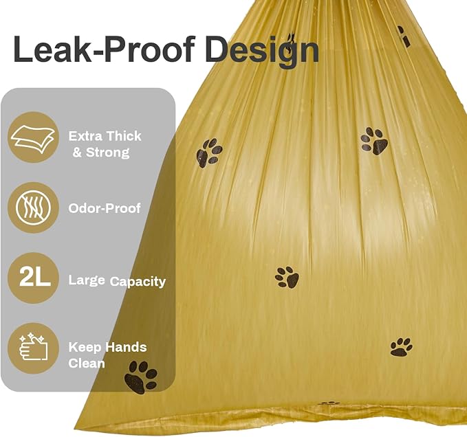 Scented Dog Poop Bags With Dispenser, Strong and Leak-proof Waste Bags for Pets, 870 Count (58 Packs of 15), 13 Inch x 9 Inch (Khaki)
