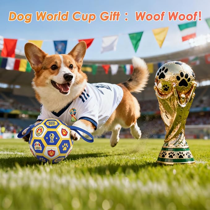 Vivifying Dog Toys Balls, 6 Inch Durable PU World Cup Soccer Ball for Small Medium Dogs, Releases Extra Energy & Helps Prevent Boredom Chewing