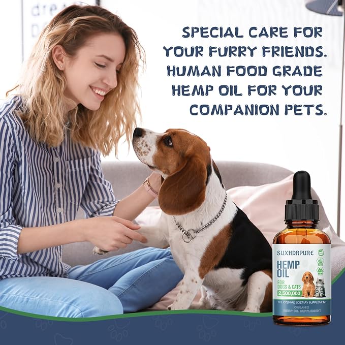 (5 Pack) Hemp Oil for Dogs and Cats - Helps with Anxiety Pain Stress Sleep Arthritis Seizures Relief - Support Hip Joint Health - Hemp Oil Drops Calming Treats