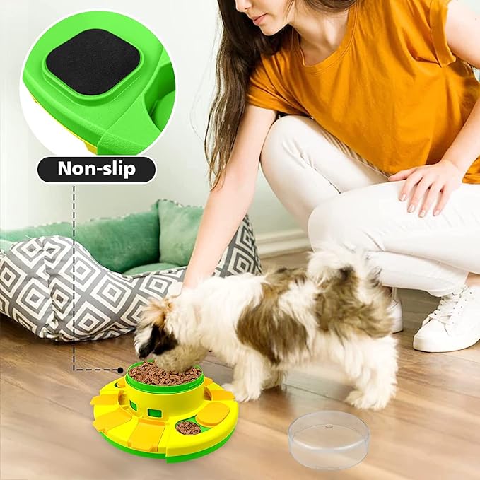 Dog Puzzle Feeder Toy - Green Slow Feeding Dog Puzzle Toys for IQ Training & Mental Enrichment - Food Dispenser for Small Breeds