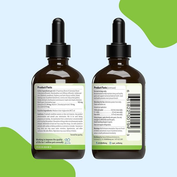Pet Wellbeing Healthy Gums for Dogs - Topical Drops for Oral Care, Dental Health & Fresh Breath - NASC Certified & Vet-Formulated - 4 oz Liquid