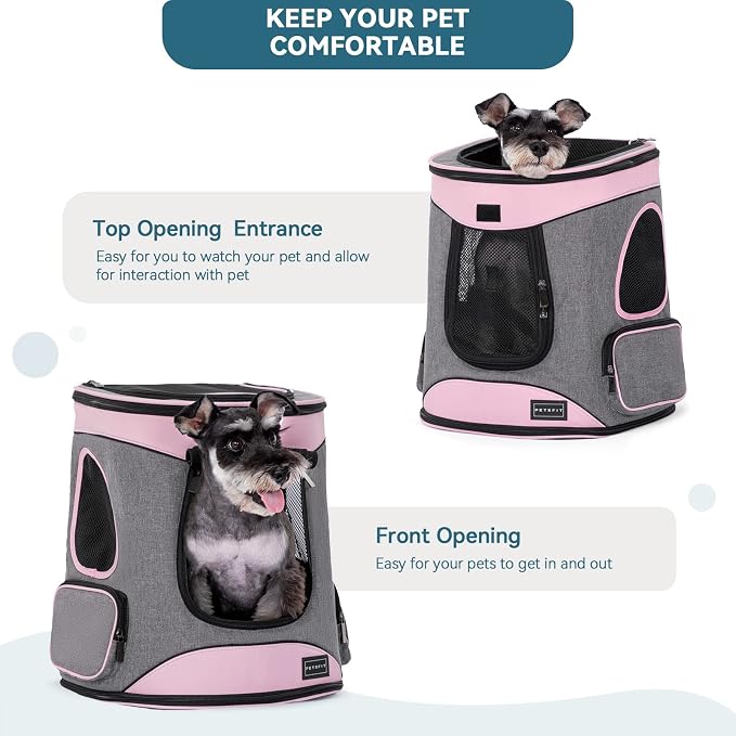 Petsfit Dog Backpack Carrier with Upgrade Waist Cushion Design to Better Fit the Waist, Suitable for Small and Medium Dogs Cats, and Rabbits up to 18 Pounds