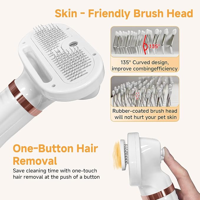 5 In 1 Steam Cat Dog Brush For Shedding With 600W Pet Dryer Convertible Pet Spray Hair Removal Comb With USB C Cable - Ideal For Outdoor And Indoor(Gold)