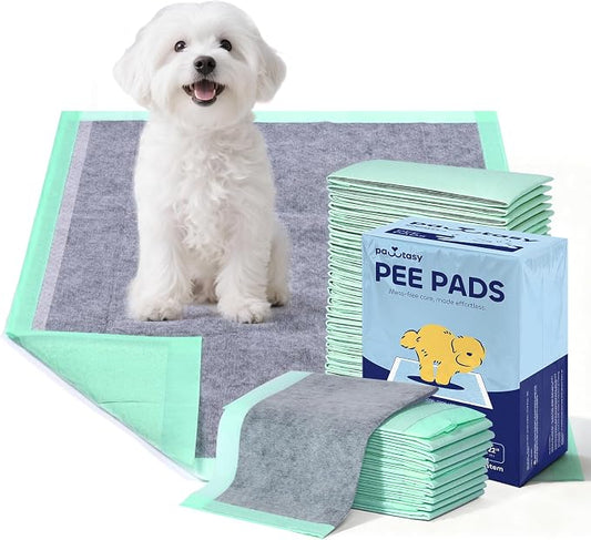 Pawtasy Charcoal Dog Pee Pads, 50 Count,22" x 22" Small Disposable Puppy Training Pads with Bamboo Charcoal Odor Control, 5-Layer Super Absorbent & Leak-Proof Pet Potty Pads for Dogs, Cats & Pets