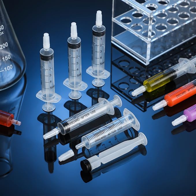 Zhengmy 100 Pack Bulk Plastic Syringe with Luer Slip Tip, Individually Sterile Sealed, Liquid Oral Syringe with Measure Scale No Needle for Pets Feeding(5 ml)