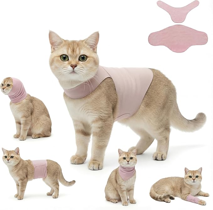 DAJIDALI® Dog & Cat Anxiety Vest & Spay Recovery Suit – Silent Adjustable Calming Wrap for Surgery & Thunderstorms – 2-Piece Cone & Recovery Onesie Alternative
