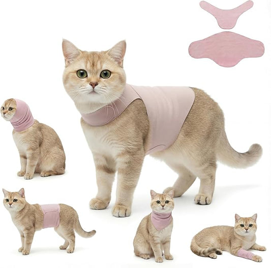 DAJIDALI® Dog & Cat Anxiety Vest & Spay Recovery Suit – Silent Adjustable Calming Wrap for Surgery & Thunderstorms – 2-Piece Cone & Recovery Onesie Alternative