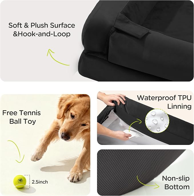 Dog Bed for Medium Large Size Dogs - Orthopedic Memory Foam Pet Couch Sofa with Washable Removable Bolster Cover,30 x 20