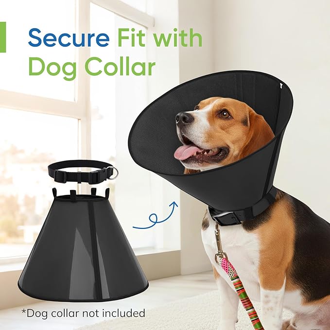 Soft Dog Cone Collar to Stop Licking After Surgery, Mesh Breathable Pet Recovery Collar for Large Medium Dogs, Elizabethan Cone Alternative(L)