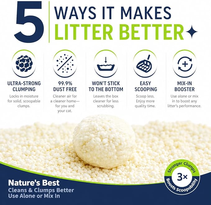 OPET Tapioca Cat Litter Pellets,Quick Clumping Kitty Litter,Dust Free Low Tracking,Superior Odor Control,Natural Plant-Based Cassava,Flushable Pet Litter for Multi-Cat,Kittens,16 lb