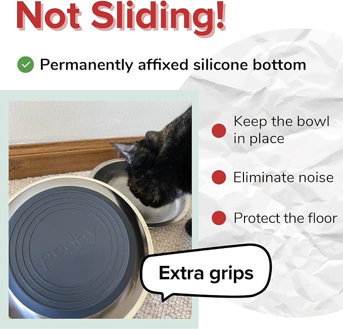 PEDAY 18/8 Stainless Steel Cat Bowls, Human Grade, Whisker Friendly - Pack of 4