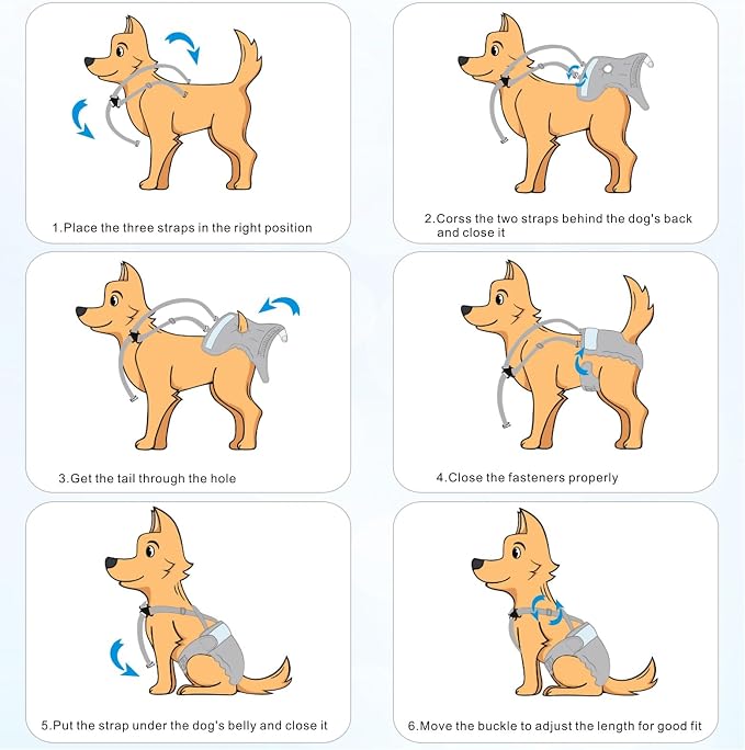 Idepet Female Dog Diapers with Suspender Detachable, 3 Pack Washable Reusable Girl Doggie Diapers for Small Medium Female Dog in Heat Period Cycle Urinary Incontinence Training M