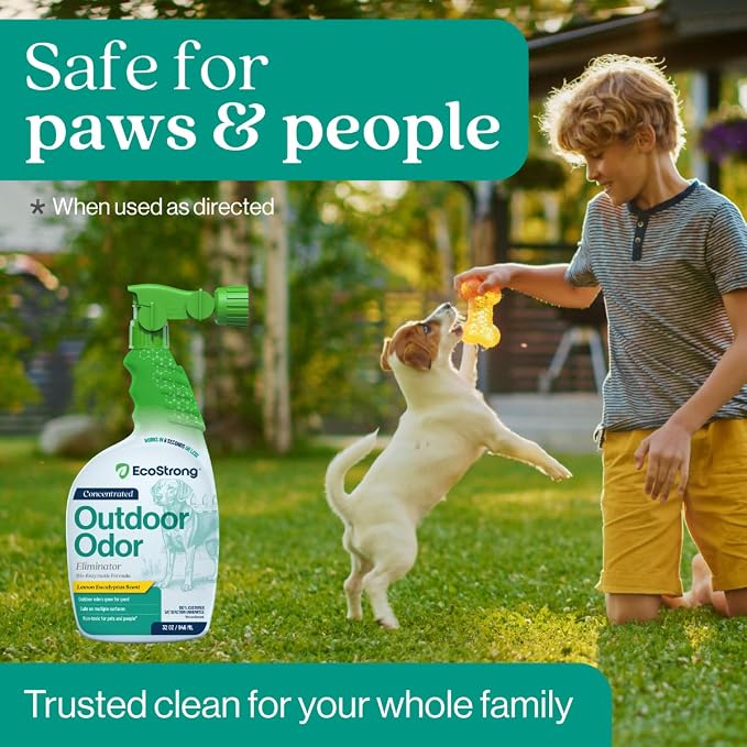 Eco Strong Outdoor Odor Eliminator Outside Dog Urine Enzyme Cleaner Powerful Pet, Cat, Animal Scent Deodorizer | Professional Strength for Yard, Turf, Kennels, Patios, Decks (160 oz Bundle w Sprayer)