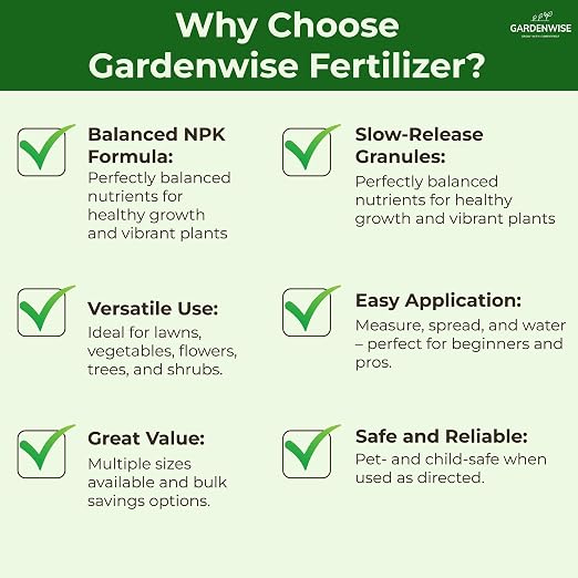 Gardenwise 13-13-13 Slow Release Granular Fertilizer – All Purpose Plant Food 13 13 13 for Outdoor Grass, Vegetables, Roses, Flowers, Shrubs, Trees. Lawns, Gardens, Potted Plants (4 quarts)