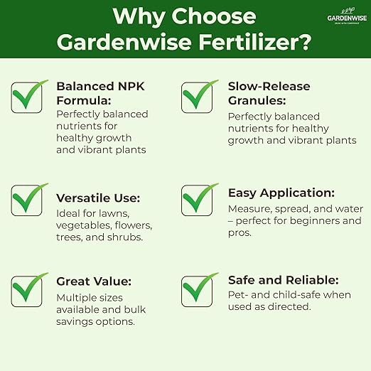Gardenwise 13-13-13 Slow Release Granular Fertilizer – All Purpose Plant Food 13 13 13 for Outdoor Grass, Vegetables, Roses, Flowers, Shrubs, Trees. Lawns, Gardens, Potted Plants (1 Quart)