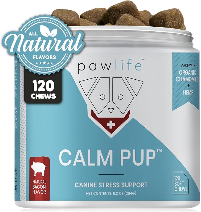 Hemp Dog Calming Chews - Anxiety Relief Treats, 120 Calming Treats for Dogs, Calm Pup Dog Anxiety Relief & Joint Support, Oil Infused Calming Chews for Dogs Anxiety (Bacon Flavor)