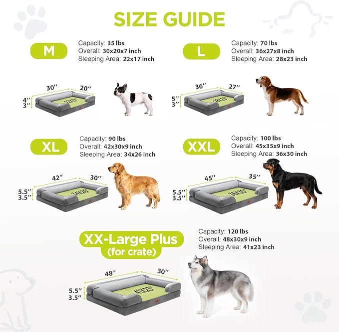 Extra Large Dog Bed-Orthopedic Washable Jumbo Bed for Big Dogs, Memory Foam Pet Couch Waterproof Sofa Bolster with Removable Cover, 48 x 30