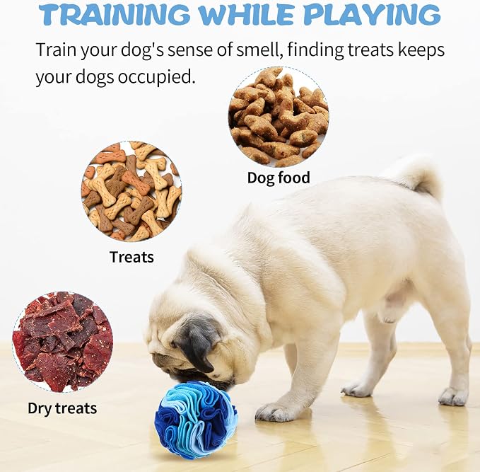 3 Pcs Snuffle Ball for Dogs Stress Relief Interactive Dog Snuffle Ball Toys Dog Foraging Mat Pet Snuffles Balls Toy Dogs Treat Ball Pad Pet Puzzle Toys for Anxiety Relief Enhance Sniffing