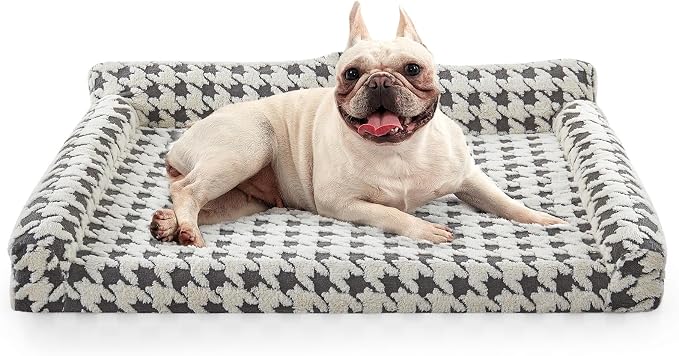 Orthopedic Dog Beds for Medium Dogs Washable, Detachable Side Bolster and Pillow, Medium Dog Sofa with Memory Foam, with Removable Cover and Non-Slip Bottom, Grey