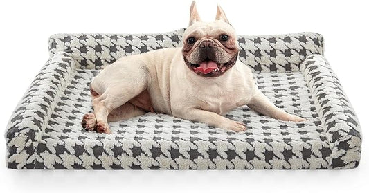 Orthopedic Dog Beds for Medium Dogs Washable, Detachable Side Bolster and Pillow, Medium Dog Sofa with Memory Foam, with Removable Cover and Non-Slip Bottom, Grey