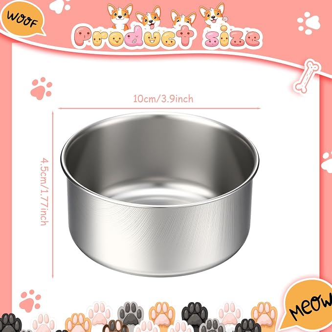 Silkfly 14 Pack Stainless Steel Hanging Dog Crate Bowls, Non-Spill Kennel Food & Water Bowls with Screw Clamp Holders, Removable, Easy to Clean Metal Cage Feeder for Pets(12 oz)