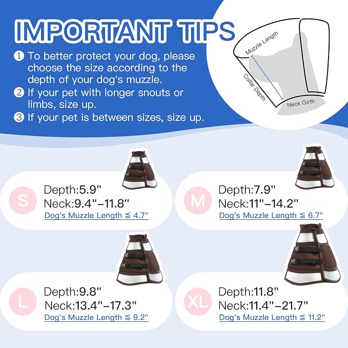 Dog Recovery Collars & Cones, Small Dog Cone, Brown, M | Adjustable Dog Soft Cone, Stop Licking Wounds After Surgery & Skin Disease, Lightweight, Comfortable Elizabethan Collar
