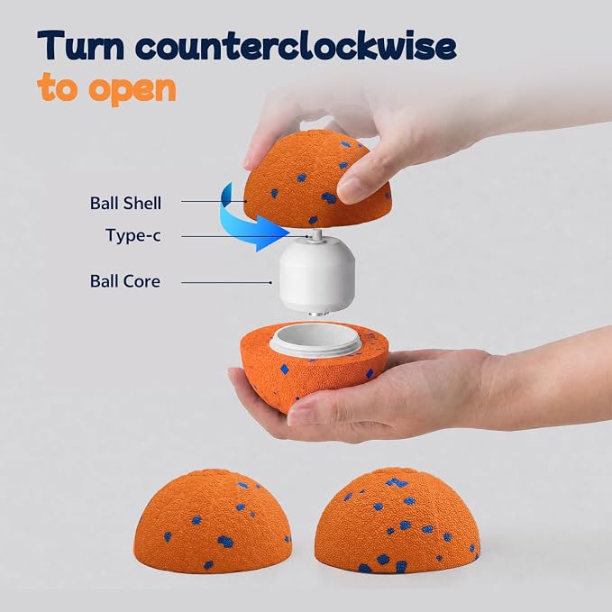 Smart Interactive Dog Toy Ball, 3 Automatic Bouncy Modes, Durable E-TPU Material for Chewing, Rechargeable and IPX7 Waterproof, Enrichment Toy for Medium and Large Dogs (Orange)