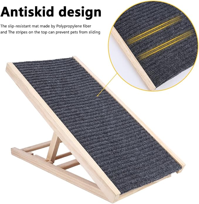 Dog Ramps for High Bed, Foldable Small to Large Dog Ramp with Non-Slip Pad for Sofa, Adjustable Height from 12'' to 16", Portable Pet Ramp to Get on Bed