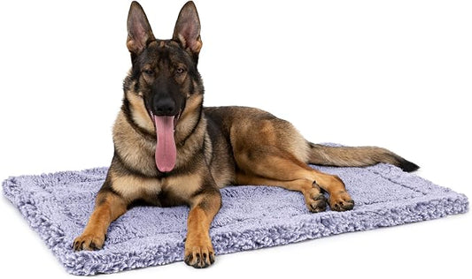 PELZIN Stoutwool Indestructible Dog Bed - Fluffy Chew Proof Dog Crate Pad - Tough Kennel Pad for Aggressive Chewers - Ideal for Extra Large Breeds & Fits 48-Inch Crate - 47"x29", Jacaranda