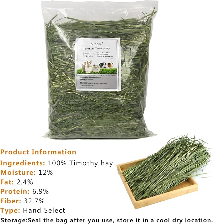 Timothy Hay 2.2 lbs and Timothy Hay Pellets 7 oz - for Rabbits Tortoise Guinea Pig