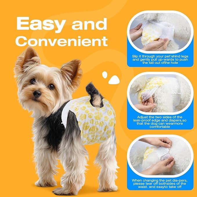 Pet Soft Disposable Dog Diapers Female, Pull Up Doggie Diapers for Female Dogs, 360°Stretchy Waist Puppy Diapers, Super Absorbent Doggy Diaper Leak Proof Design for Dogs in Heat (XSmall, Count, 20.0)