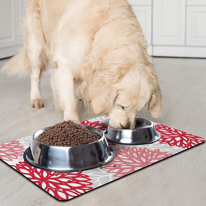 Dog Food Mats 2 Pack for Floors, Absorbent and Quick-Drying Pet Cat Food Mat,Anti-Fouling and Easy-to-Clean Pet Feeding Mat,Dog Bowl Mat for Messy Drinking Water Bowls 12"x 20"+18x24