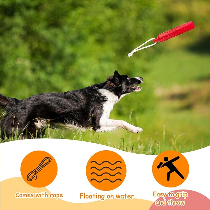 Blueweenly 6 Pcs Dog Bumper Toy for Water Retrieving Plastic Puppy Training Dummy Dog Float Toy Lightweight for Float on The Water Pool Outdoor Training Hunting Fetching (Red,Orange)