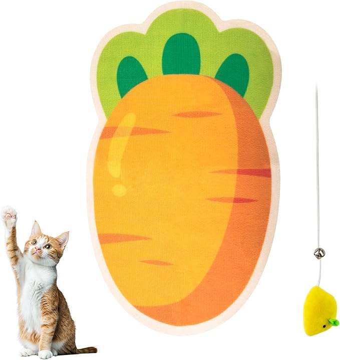 Cat Scratchers for Indoor Cats 11.8x15.7in, Cat Scratching Board Wall Mounted, 1-Piece Carrot Shape Felt Cat Wall Scratcher for Living Room Kitchen