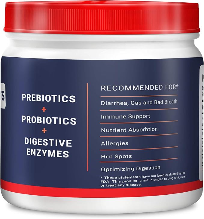 Geneflora Digestive Enzymes Prebiotics & Pet Probiotics for Dogs Powder, Cat, Rabbit, & Dog Probiotics for Digestive Support, 125 Grams, 2 Pack