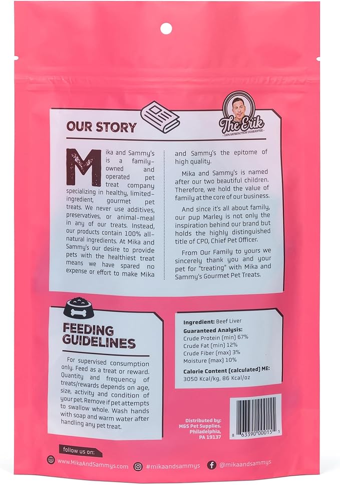 Mika & Sammy's Gourmet Jerky Dog Treats Made in the USA. (Beef Liver 5 Oz)