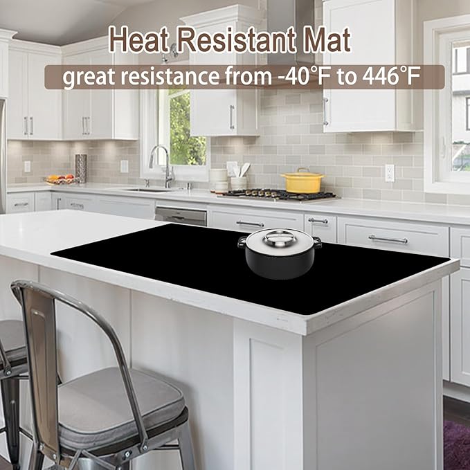 47.3''x23.6''(120cmx60cm) Extra Large Silicone Mat for Kitchen Counter 1.4MM Thick Non-Slip Heat Resistant Countertop Protector, Waterproof Durable Kitchen Mat for Countertop(Semitransparent)